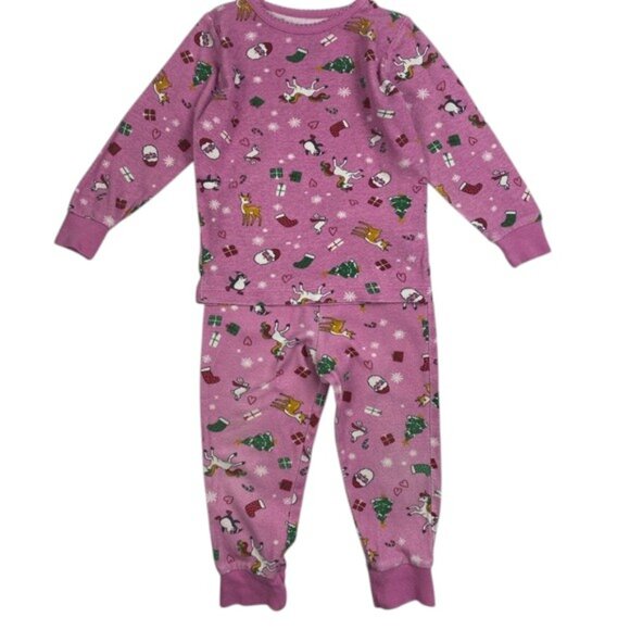 George 2 Piece Pink Holiday-Themed Pajamas size 2T - Picture 5 of 10